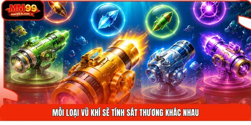 Mỗi loại vũ khí sẽ tính sát thương khác nhau